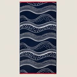Budget 🛒 Towels Pure Cotton Coastal Wave Beach Towel 😀