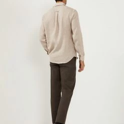 Wholesale ✔️ JAEGER Casual 👚 Shirts Luxury Pure Linen Long Sleeve 👚 Shirt 🛒 -Men's Holiday Clothes Sales SD 01 T62 1228B SS X EC 3