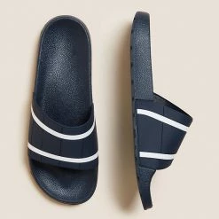 Cheapest 💯 M&S Collection Men's Slippers Stripe Slip-On Pool Sliders 🛒 -Men's Holiday Clothes Sales SD 03 T03 2129 F4 X EC 1