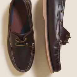 Budget ⌛ M&S Collection Men's Casual 👞 Shoes Wide Fit Leather Boat 👞 Shoes 🎉 -Men's Holiday Clothes Sales SD 03 T03 2196W N0 X EC 1