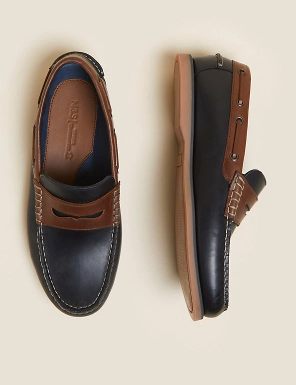 Hot Sale 🔔 M&S Collection Men's Smart 👞 Shoes Leather Slip-On Boat 👞 Shoes 🌟 3 Hot Sale 🔔 M&S Collection Men's Smart 👞 Shoes Leather Slip-On Boat 👞 Shoes 🌟 - Image 3