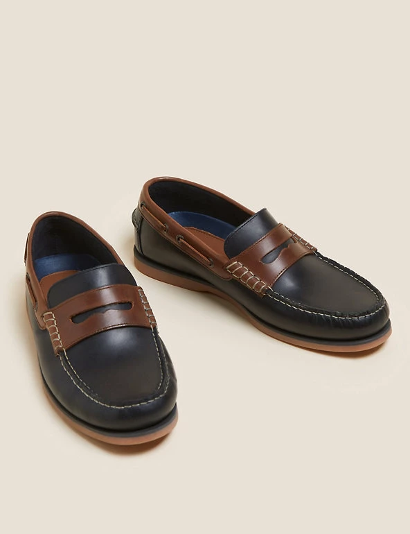 Hot Sale 🔔 M&S Collection Men's Smart 👞 Shoes Leather Slip-On Boat 👞 Shoes 🌟 4 Hot Sale 🔔 M&S Collection Men's Smart 👞 Shoes Leather Slip-On Boat 👞 Shoes 🌟 - Image 4