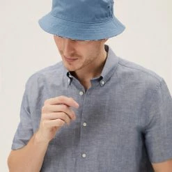 Buy ✨ M&S Collection Men's Hats Pure Cotton Reversible Bucket Hat 😀 -Men's Holiday Clothes Sales SD 03 T09 3816 E4 X EC 4
