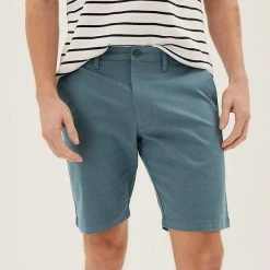 Deals ✨ M&S Collection Men's Shorts Stretch Chino Shorts 🔔 -Men's Holiday Clothes Sales SD 03 T17 5581M BE X EC 2