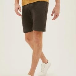 Deals ✨ M&S Collection Men's Shorts Stretch Chino Shorts 🔔 -Men's Holiday Clothes Sales SD 03 T17 5581M CW X EC 1