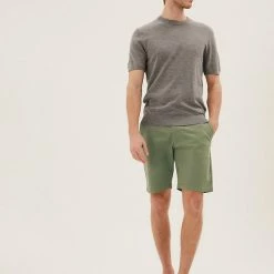 Deals ✨ M&S Collection Men's Shorts Stretch Chino Shorts 🔔 -Men's Holiday Clothes Sales SD 03 T17 5581M KH X EC 0
