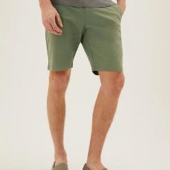 Deals ✨ M&S Collection Men's Shorts Stretch Chino Shorts 🔔 -Men's Holiday Clothes Sales SD 03 T17 5581M KH X EC 1