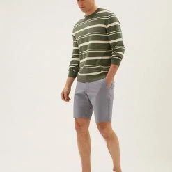 Deals ✨ M&S Collection Men's Shorts Stretch Chino Shorts 🔔 -Men's Holiday Clothes Sales SD 03 T17 5581M T1 X EC 0