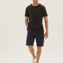 Deals ❤️ M&S Collection Men's Shorts Organic Cotton Cargo Shorts 😉 -Men's Holiday Clothes Sales SD 03 T17 6411M F0 X EC 8