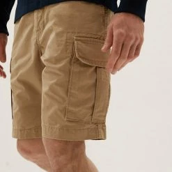 Deals ❤️ M&S Collection Men's Shorts Organic Cotton Cargo Shorts 😉 -Men's Holiday Clothes Sales SD 03 T17 6411M SK X EC 1