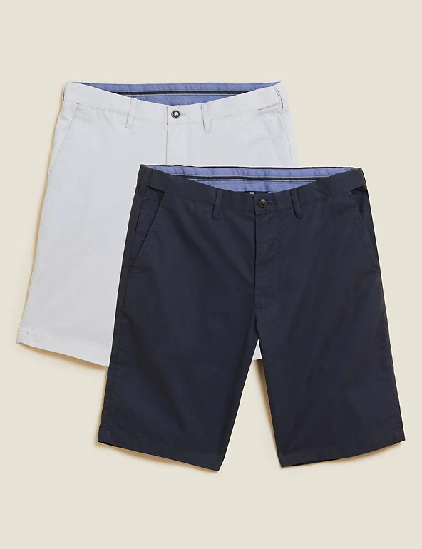 Promo ⭐ M&S Collection Men's Shorts 2 Pack Super Lightweight Chino Shorts ❤️ 1 Promo ⭐ M&S Collection Men's Shorts 2 Pack Super Lightweight Chino Shorts ❤️