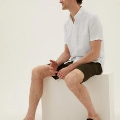 Wholesale ✔️ M&S Collection Casual 👕 Shirts Easy Iron Linen 👕 Shirt 🤩 -Men's Holiday Clothes Sales SD 03 T25 2028M Z0 X EC 1