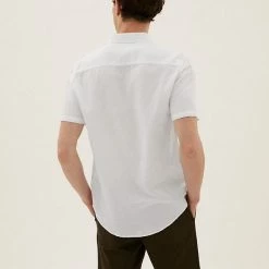Wholesale ✔️ M&S Collection Casual 👕 Shirts Easy Iron Linen 👕 Shirt 🤩 -Men's Holiday Clothes Sales SD 03 T25 2028M Z0 X EC 2