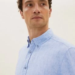 Flash Sale 😀 M&S Collection Casual 👚 Shirts Pure Linen 👚 Shirt 👍 -Men's Holiday Clothes Sales SD 03 T25 2061M E1 X EC 3