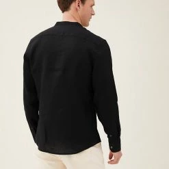 Coupon 🥰 M&S Collection Casual 👕 Shirts Pure Linen Grandad Collar 👕 Shirt 🎉 -Men's Holiday Clothes Sales SD 03 T25 2202M Y0 X EC 1