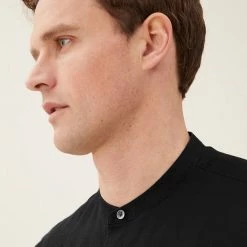 Coupon 🥰 M&S Collection Casual 👕 Shirts Pure Linen Grandad Collar 👕 Shirt 🎉 -Men's Holiday Clothes Sales SD 03 T25 2202M Y0 X EC 2