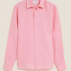 Outlet 👍 M&S Collection Casual 👚 Shirts Pure Linen 👚 Shirt 🔥 -Men's Holiday Clothes Sales SD 03 T25 2204M A5 X EC 90