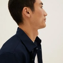 Outlet 👍 M&S Collection Casual 👚 Shirts Pure Linen 👚 Shirt 🔥 -Men's Holiday Clothes Sales SD 03 T25 2204M F0 X EC 1