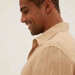 Outlet 👍 M&S Collection Casual 👚 Shirts Pure Linen 👚 Shirt 🔥 -Men's Holiday Clothes Sales SD 03 T25 2204M GA X EC 1