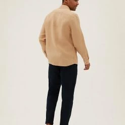 Outlet 👍 M&S Collection Casual 👚 Shirts Pure Linen 👚 Shirt 🔥 -Men's Holiday Clothes Sales SD 03 T25 2204M GA X EC 2