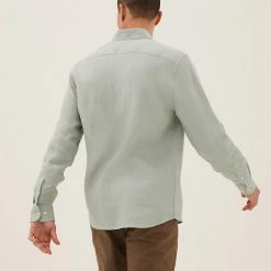 Outlet 👍 M&S Collection Casual 👚 Shirts Pure Linen 👚 Shirt 🔥 -Men's Holiday Clothes Sales SD 03 T25 2204M J1 X EC 2