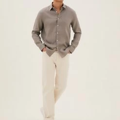 Outlet 👍 M&S Collection Casual 👚 Shirts Pure Linen 👚 Shirt 🔥 -Men's Holiday Clothes Sales SD 03 T25 2204M N1 X EC 1