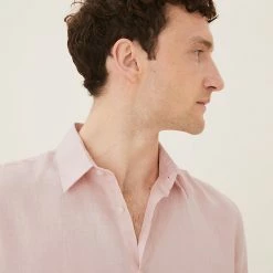 Outlet 👍 M&S Collection Casual 👚 Shirts Pure Linen 👚 Shirt 🔥 -Men's Holiday Clothes Sales SD 03 T25 2204M QA X EC 1