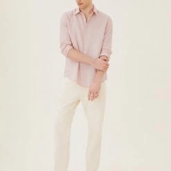 Outlet 👍 M&S Collection Casual 👚 Shirts Pure Linen 👚 Shirt 🔥 -Men's Holiday Clothes Sales SD 03 T25 2204M QA X EC 3