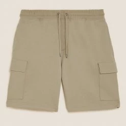 Best Sale 🎉 M&S Collection Men's Shorts Pure Cotton Jersey Cargo Shorts 👏 -Men's Holiday Clothes Sales SD 03 T28 1628M M0 X EC 90