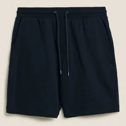 Promo ⌛ M&S Collection Men's Shorts Pure Cotton Drawstring Jersey Shorts 🛒 -Men's Holiday Clothes Sales SD 03 T28 1682M F3 X EC 90