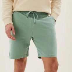 Promo ⌛ M&S Collection Men's Shorts Pure Cotton Drawstring Jersey Shorts 🛒 -Men's Holiday Clothes Sales SD 03 T28 1682M J1 X EC 2