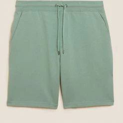 Promo ⌛ M&S Collection Men's Shorts Pure Cotton Drawstring Jersey Shorts 🛒 -Men's Holiday Clothes Sales SD 03 T28 1682M J1 X EC 90