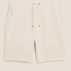Promo ⌛ M&S Collection Men's Shorts Pure Cotton Drawstring Jersey Shorts 🛒 -Men's Holiday Clothes Sales SD 03 T28 1682M NB X EC 90