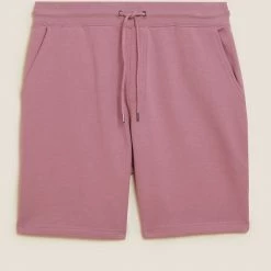 Promo ⌛ M&S Collection Men's Shorts Pure Cotton Drawstring Jersey Shorts 🛒 -Men's Holiday Clothes Sales SD 03 T28 1682M Q2 X EC 90