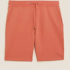 Promo ⌛ M&S Collection Men's Shorts Pure Cotton Drawstring Jersey Shorts 🛒 -Men's Holiday Clothes Sales SD 03 T28 1682M WY X EC 90