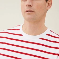 Outlet 😀 M&S Collection Men's T-shirts Pure Cotton Striped Heavy Weight T-Shirt 🎉