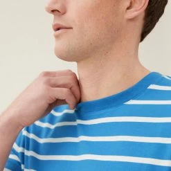 Outlet 😀 M&S Collection Men's T-shirts Pure Cotton Striped Heavy Weight T-Shirt 🎉 -Men's Holiday Clothes Sales SD 03 T28 1985M OT X EC 0