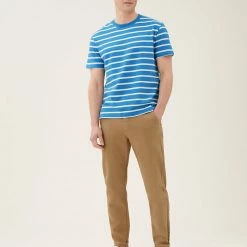 Outlet 😀 M&S Collection Men's T-shirts Pure Cotton Striped Heavy Weight T-Shirt 🎉 -Men's Holiday Clothes Sales SD 03 T28 1985M OT X EC 1