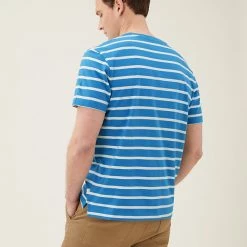 Outlet 😀 M&S Collection Men's T-shirts Pure Cotton Striped Heavy Weight T-Shirt 🎉 -Men's Holiday Clothes Sales SD 03 T28 1985M OT X EC 2