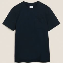 Coupon 😀 M&S Collection Men's T-shirts Pure Cotton Heavy Weight T-Shirt ✨ -Men's Holiday Clothes Sales SD 03 T28 1995M F3 X EC 90
