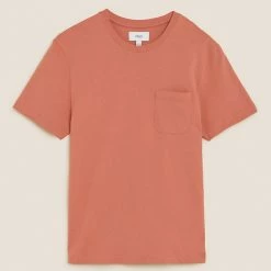 Coupon 😀 M&S Collection Men's T-shirts Pure Cotton Heavy Weight T-Shirt ✨ -Men's Holiday Clothes Sales SD 03 T28 1995M P0 X EC 90
