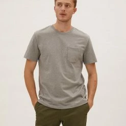 Coupon 😀 M&S Collection Men's T-shirts Pure Cotton Heavy Weight T-Shirt ✨ -Men's Holiday Clothes Sales SD 03 T28 1995M UT X EC 1