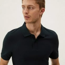 Buy 🥰 M&S Collection Men's Polo 👚 Shirts Slim Fit Pure Cotton Pique Polo 👚 Shirt ⭐ -Men's Holiday Clothes Sales SD 03 T28 5032S F3 X EC 1