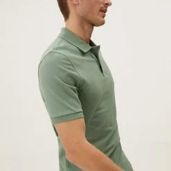 Buy 🥰 M&S Collection Men's Polo 👚 Shirts Slim Fit Pure Cotton Pique Polo 👚 Shirt ⭐ -Men's Holiday Clothes Sales SD 03 T28 5032S J1 X EC 1