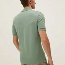 Buy 🥰 M&S Collection Men's Polo 👚 Shirts Slim Fit Pure Cotton Pique Polo 👚 Shirt ⭐ -Men's Holiday Clothes Sales SD 03 T28 5032S J1 X EC 2