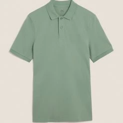 Buy 🥰 M&S Collection Men's Polo 👚 Shirts Slim Fit Pure Cotton Pique Polo 👚 Shirt ⭐ -Men's Holiday Clothes Sales SD 03 T28 5032S J1 X EC 90