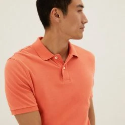 Buy 🥰 M&S Collection Men's Polo 👚 Shirts Slim Fit Pure Cotton Pique Polo 👚 Shirt ⭐ -Men's Holiday Clothes Sales SD 03 T28 5032S P0 X EC 1