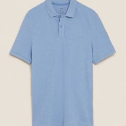Buy 🥰 M&S Collection Men's Polo 👚 Shirts Slim Fit Pure Cotton Pique Polo 👚 Shirt ⭐ -Men's Holiday Clothes Sales SD 03 T28 5032S QE X EC 90