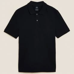 Buy 🥰 M&S Collection Men's Polo 👚 Shirts Slim Fit Pure Cotton Pique Polo 👚 Shirt ⭐ -Men's Holiday Clothes Sales SD 03 T28 5032S Y0 X EC 90