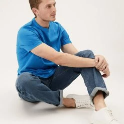 Cheapest 🧨 M&S Collection Men's T-shirts Pure Cotton Crew Neck T-Shirt 🎁 -Men's Holiday Clothes Sales SD 03 T28 5311M DM X EC 2